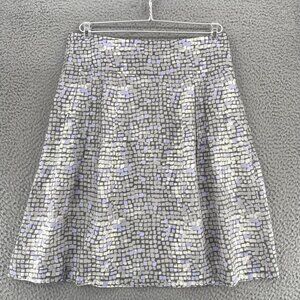 Banana Republic Skirt Womens 6 Gray Pattern Silk Pleat A Line Pocket Knee Length